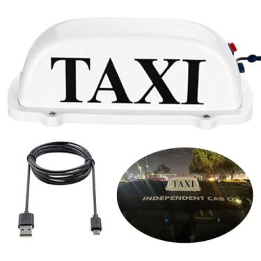 Imagem de ABUKALIXIN TAXI Sinal Cab Top Telhado LED Driver USB Bateria Recarregável Com Base Magnética Branco Dome Luz Impermeável Super Brilhante 5V