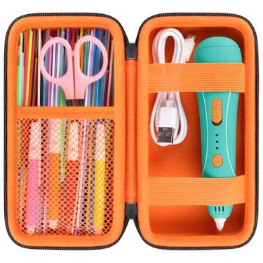 Imagem de RAIALL Estojo Rígido Para Caneta 3D Infantil 3Doodler, Organizador De Canetas Impressão, Bolso Malha Filamentos Plástico E Cabos, Preto Laranja (Somente Estojo)