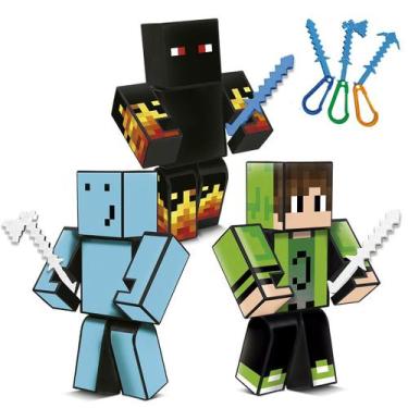 Imagem de Boneco Minecraft Kit Youtubers Athos Problems Cadres 35cm - Algazarra