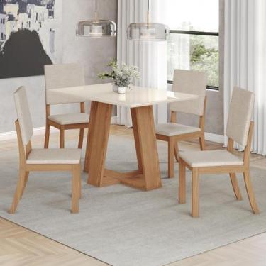 Imagem de Mesa de Jantar 4 Lugares Sales/Milla com Vidro Nature/Off White/Linho 