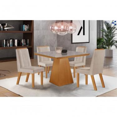 Imagem de Mesa De Jantar Prada 90x90 Com 4 Cadeiras Riveira Lj Móveis