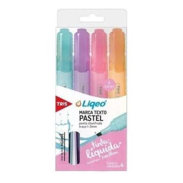 Imagem de Caneta Tris Marca Texto Liqeo Slim Pastel C/4 Cores 284318
