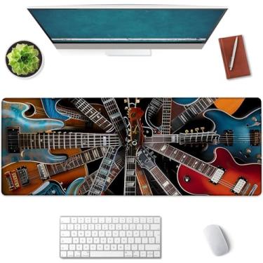 Imagem de Mounidso Mouse pad grande para guitarra elétrica, mouse pad para jogos, base de borracha antiderrapante, acessórios de escritório, tapete de mesa, mouse pads de músico para escola, trabalho, decoração