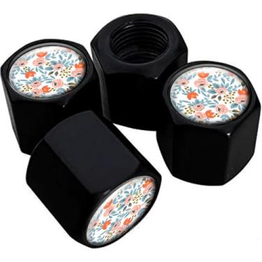 Imagem de Tampas de haste de válvula de pneu de metal, pacote com 4, tampas de haste de roda de carro, tampas de válvula de ar universais de alumínio para carros, caminhões, SUVs, bicicletas, motocicletas