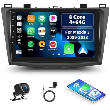Imagem de [4+64G] Qualcomm Android 15 estéreo automotivo de 8 núcleos para Mazda 3 2009-2013 com carro sem fio e Android Auto, rádio automotivo de 22 polegadas com link espelhado, Bluetooth 5.1 FM/RDS DSP WiFi