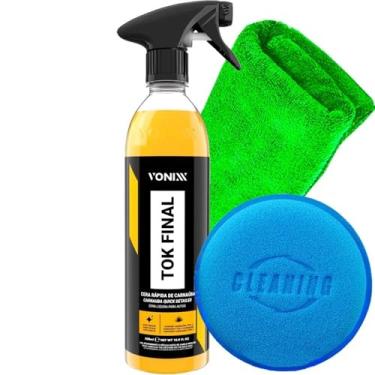 Imagem de Kit Automotiva Carnaúba Tok Final Vonixx 500ml Aplicador Toalha Microfibra 30x30cm Karbox