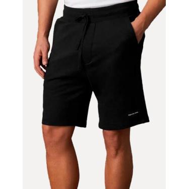Imagem de Bermuda Calvin Klein Jeans Moletom Masculina Cadarço RE Issue Preta