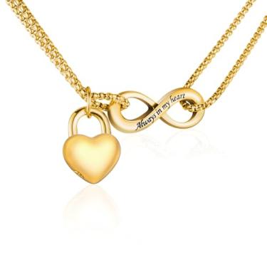 Imagem de KAGREC Colar de urna de coração infinito para cinzas, joia de cremação para mulheres, colar de cinzas para cinzas humanas, colar memorial, Standard, Aço inoxidável, Sem Pedra Preciosa