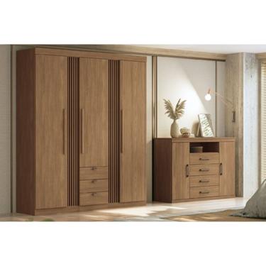 Imagem de Guarda Roupa Casal 4 Portas e 4 Gavetas Aurora 4.4 Jatobá - Santos Andirá