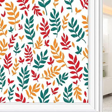 Imagem de Película de janela de privacidade de flores, textura de estilo floral, filme de vidro para sala de estar e escritório em casa, L90 x C 190 cm