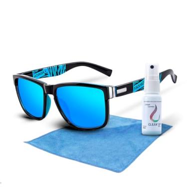 Imagem de Kit Oculos De Sol Esportivo + Limpa Lentes Spray Flanela (Azul)