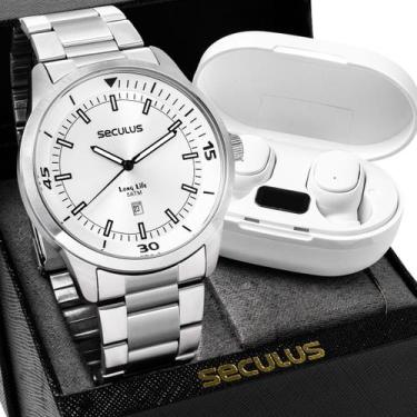 Imagem de Kit Relógio Seculus Masculino Long Life com Fone Bluetooth 20958G0SVNA