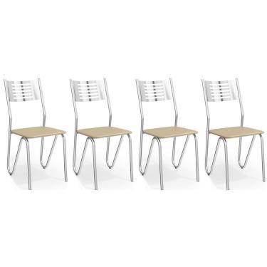 Imagem de Kit 4 Cadeiras de Cozinha Nápoles 2C045 4 Un Cromada/Nude 16 - Kappesberg