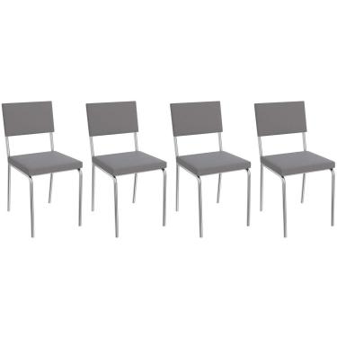 Imagem de Kit 4 Cadeiras de Cozinha Zaria 2C128 4 Un Cromado/Cinza A050 Suede Suede - Kappesberg