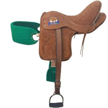 Imagem de Sela Semi Porfissional Para Vaquejada Cavalo Em Couro Marrom - selaria