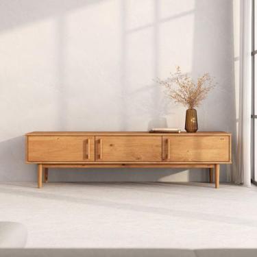 Imagem de Rack Madeira Maciça Moderno Natural Pés Retos TV 75 Freijó TECCA - IDI