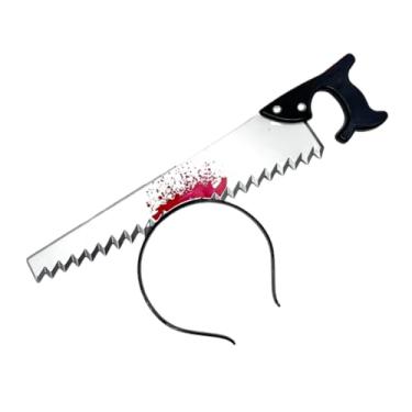 Imagem de Dzrige Halloween Horror Props Bloody Saw Headband Saw Through Head Headband Scary Weapon Headbands for Halloween Zombie Party Masquerade Mischief Props Decoration