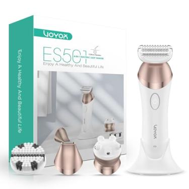 Imagem de VOYOR Electric Razors for Women 4 in 1 Bikini Trimmer, Foil Shaver for Women 4 Replacement Heads for Body, Pubic Hair Trimmer, Cleansing, Massage 2 Adjustable Speeds Shaver ES501(Champagne Gold)