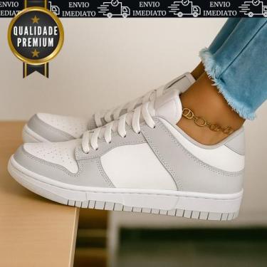 Imagem de Tênis Feminino Branco Masculino Cinza Caramelo Casual Confortavel Maci
