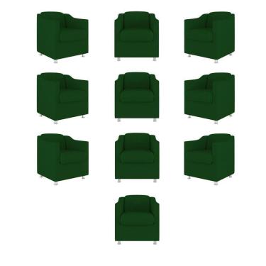 Imagem de Kit 10 Poltronas Decorativa Tilla Consultório Recepção Suede verde
