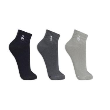 Imagem de Lupo Meia 3223 Kit 3 Pares Cano Curto, 45-48, Preto, Cinza, Cinza escu
