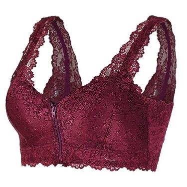 Imagem de Sutiã Pós-cirurgia Para Mulheres Mastectomia Lace Brassiere Com Bolso Fechamento Frontal Sutiãs Esportivos Sutiã Sem Fio Bandeau, Red, XXL/XX-Large