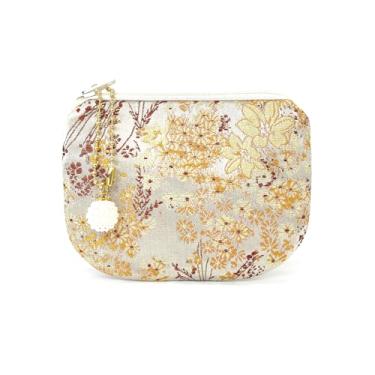 Imagem de Golden Amy Bolsa Para Joias Feita À Mão, Porta-Moedas Feminino, Carteira Com Zíper De Brocado, Maquiagem Seda - Bege