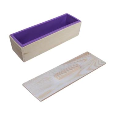 Imagem de KiBcsLic Sabonete Retangular Artesanal com Caixa de Madeira para Velas Artesanais, Violeta