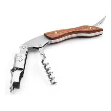 Imagem de Saca Rolhas 2 Estágios - Saca Rolhas Cabo De Madeira