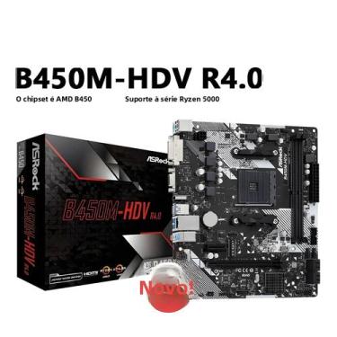 Imagem de Placa-mãe AMD B450 Micro-ATX ASROCK B450M-HDV R4.0 DDR4 3200 OC PCIe G