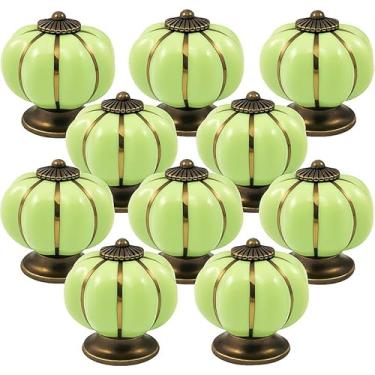 Imagem de Kit 10 Puxador de Porcelana Cerâmica Abóbora Gaveta Armário Móveis Retrô Vintage Colonial Verde C1003 – Casa Nobile
