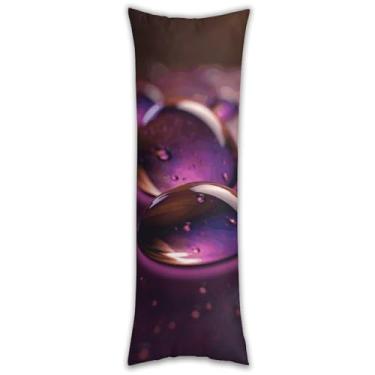 Imagem de Capa de travesseiro corporal com gotas de água roxas ultra macia respirável longa fronha 137.2 cm x 50.8 cm fronha de cama decorativa com zíper oculto capas de almofada para sofá de quarto