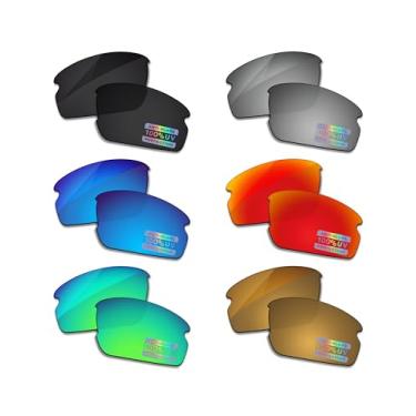 Imagem de Bowyer Lentes de reposição polarizadas e kits de borracha para óculos de sol Oakley Flak 2.0 OO9295 - preto + espelho de titânio + espelho azul surf + espelho vermelho fogo + espelho verde jade +