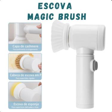 Imagem de Escova Elétrica Compacta Multifuncional Recarregável Porta Detergente 