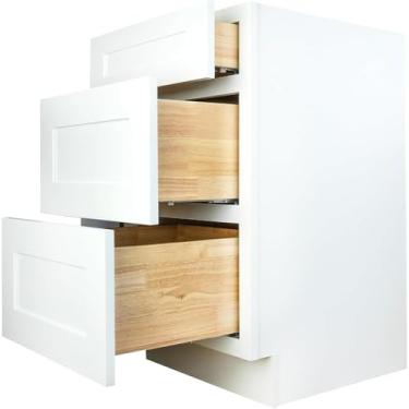 Imagem de Hollywood Fabiani Design Armário base de gaveta de banheiro 61 cm L x 53 cm P x 87,6 cm A, Shaker White - Moldura de madeira maciça, compensado de grau de gabinete de 1/2 polegada, pronto para montar