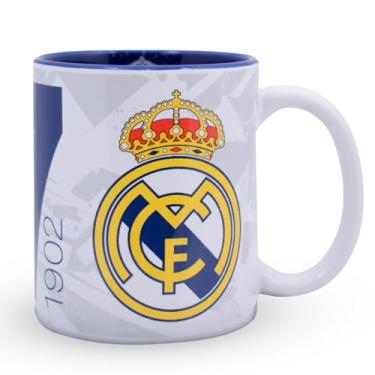 Imagem de Hy-Pro Caneca oficialmente licenciada do Real Madrid CF - 325 ml, cerâmica, lavável na lava-louças, copo seguro para micro-ondas para bebidas quentes, chá e café, mercadoria do Real Madrid, ideia de