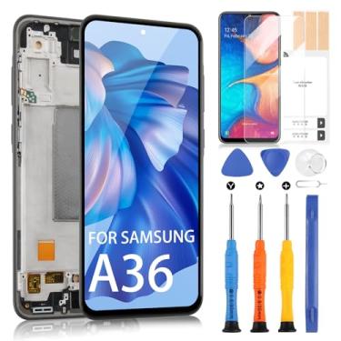 Imagem de Tela LCD Incell para Samsung Galaxy A36 Substituição para Galaxy A36 LCD Touch Screen Digitalizador Montagem com Kit de Ferramentas de Reparo SM-A366U1 SM-A366E SM-A366B/DS (Preto com Moldura, 6,7