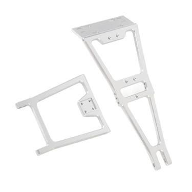 Imagem de Asixxsix Kit De Construção De Caminhão Rc E Reboque, Conjunto De Caminhão De Resgate Com Guincho Duplo Em Escala 1/10 Com Braço De Guindaste E Guincho Compatível Com Scx10 Capra (Prata)