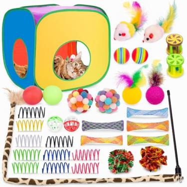 Imagem de Kit Interativo 33 Brinquedos para Gatos com Túnel Dobrável, Ratinhos, Bolas e Varinha com Penas – Estímulo e Diversão Completa para Gatos Pequenos e Grandes (Para gatos maiores de 5,44kg)