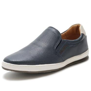 Imagem de Tênis Sapatênis Iate Couro Floater Legítimo Diamante Gone Art Nobre - 3102 - Azul Marinho Tamanho:37