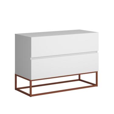 Imagem de Kit 2 Mesas Para Cabeceira Industrial Base Cobre Branco