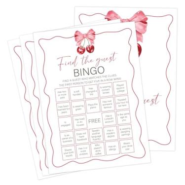 Imagem de Cherry Baby Shower Games, Cherry Find The Guest Bingo Game para 30 convidados com cartas de jogo, revelação de gênero, suprimentos e decorações para chá de bebê (DV34)
