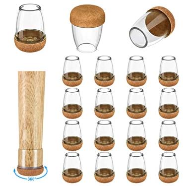 Imagem de Yarehand Pacote com 16 Protetores de Piso para Pernas de Cadeira para Pisos de Madeira, Controles Deslizantes Redondos de Borracha para Móveis, Almofada de Feltro 360° Envolta Na Parte Inferior Espess