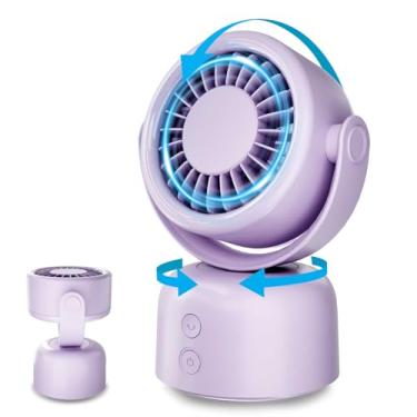 Imagem de Ventilador oscilante pequeno, ventiladores de mesa com rotação automática de 90°, ajuste de inclinação de 120°, ventilador portátil de 12,7 cm com 3 velocidades, ventiladores recarregáveis com motor