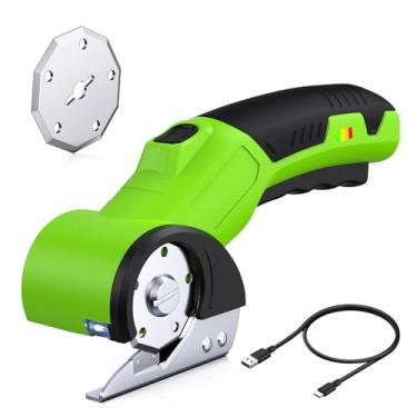 Imagem de Tesoura elétrica sem fio Laelr 4 V cortador de caixa recarregável com 2 lâminas com luz de LED, trava de segurança, ferramenta de corte de papelão, cortador rotativo elétrico para tecido, papelão