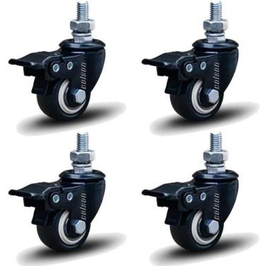 Imagem de Kit 4 Rodízio Linha Black Parafuso 3/8" 50mm Com Freio 200kg Preto - C