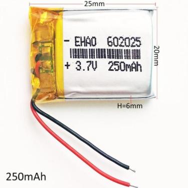 Imagem de 1 Unidade 602025 3,7v 250mah 6mm X 20mm X 25mm 2 Fios - - bgb