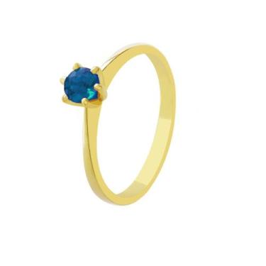 Imagem de Solitário Minimalista Ponto de Luz Brilhante Azul Ouro 18k - JoiaUnica