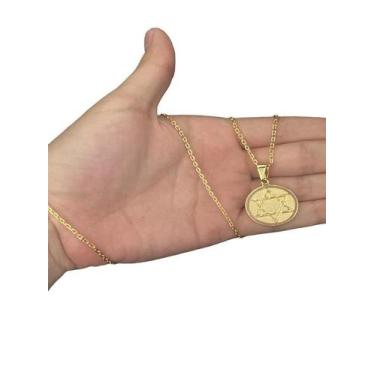 Imagem de Cordão Cadeado 1Mm + Pingente Estrela Davi - Banhado A Ouro - Tojoia18