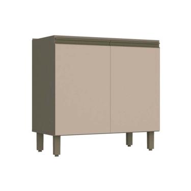 Imagem de Gabinete de Cozinha Modulado Balcão Connect 2 Portas s/ Tampo 80cm Duna/Cristal - Henn